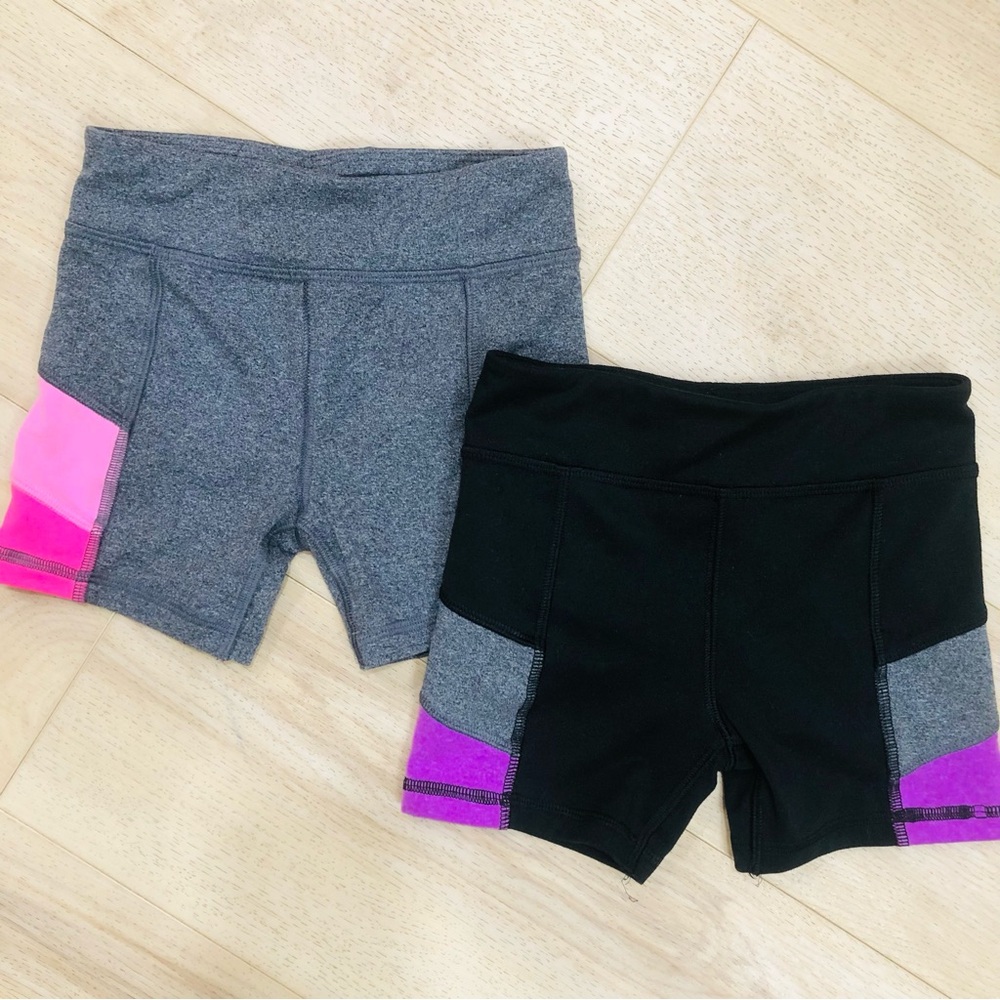 jumping beans Gray & Black Kids Bike Shorts with Pink and Purple Panels